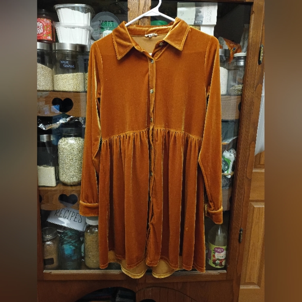 Copper Velvet Tunic Dress